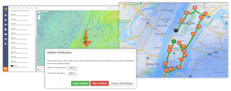 Vehicle route planning is easy with Route4Me's predictive weather route optimization
