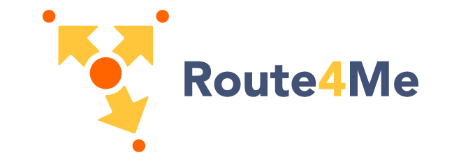 Misuse - Proportion: Route4Me logo with symbol enlarged disproportionately compared to text; fixed ratio rule violated.