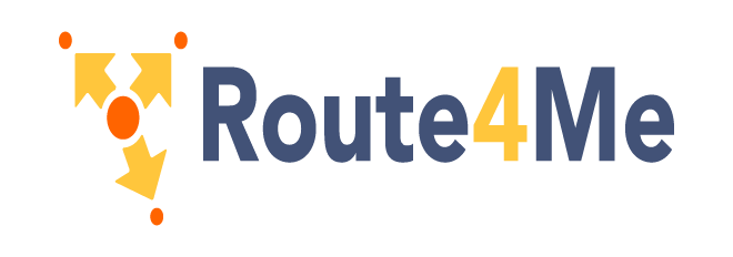 Misuse - Distortion: Route4Me logo stretched horizontally, breaking original aspect ratio 1:1.